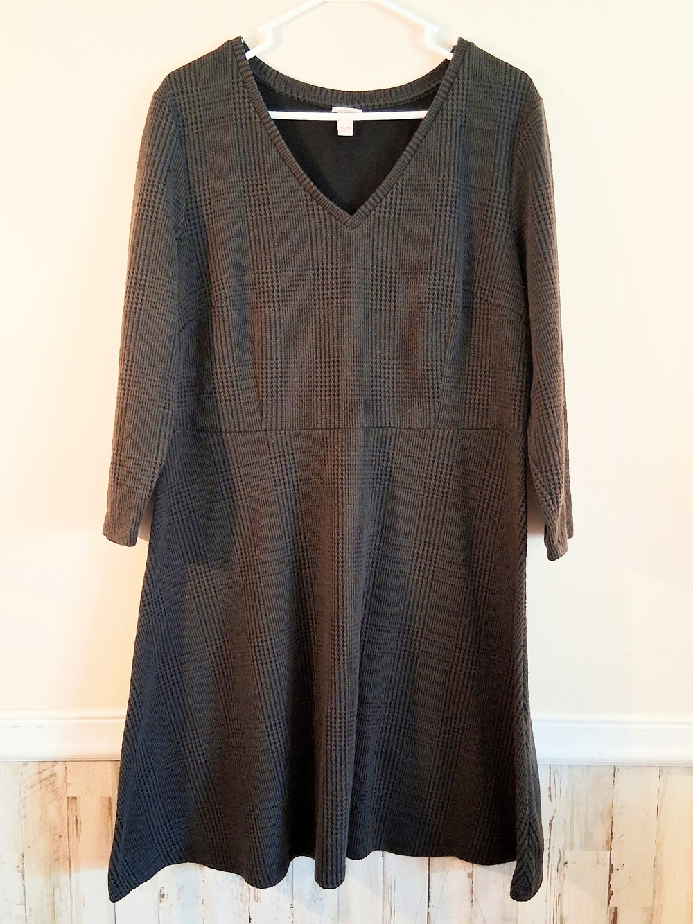 Merona V-neck Houndstooth Plaid A Line Skirt Dress Women's XL